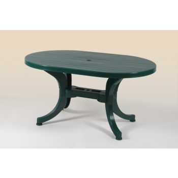   Sordino műanyag kerti asztal ovális dekor fóliás, zöld - Flair