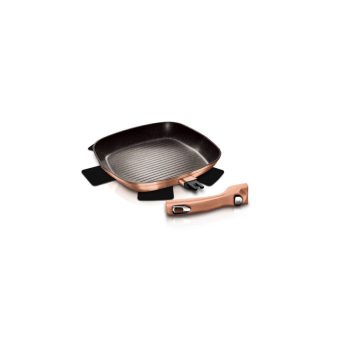   Berlinger Haus Metallic Rosegold Line grill serpenyő márvány bevonattal, levehető nyéllel, 28 cm