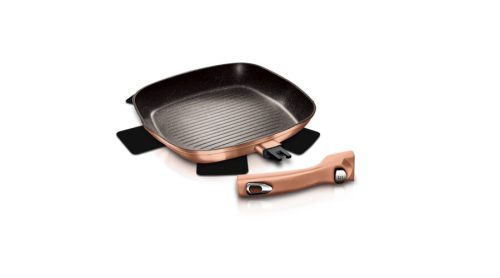 Berlinger Haus Metallic Rosegold Line grill serpenyő márvány bevonattal, levehető nyéllel, 28 cm