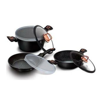   Berlinger Haus Black Rose Collection 7 részes edénykészlet márvány bevonattal