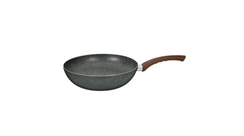 Blaumann Natural Line wok kő hatású márvány bevonattal, fa mintázatú nyéllel, 28 cm, sötét szürke