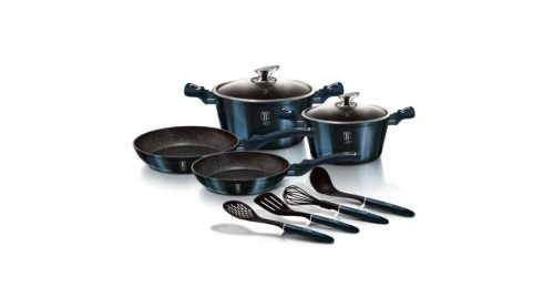 Berlinger Haus Metallic Aquamarine Line 10 részes edénykészlet márvány bevonattal,sötétkék