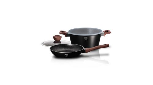 Berlinger Haus Ebony Rosewood Line 4 részes edénykészlet gránit-márvány bevonattal