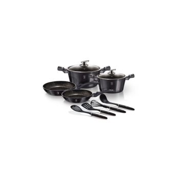   Berlinger Haus Carbon Pro Collection 10 részes edénykészlet márvány bevonattal, kiszedőkkel