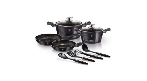 Berlinger Haus Carbon Pro Collection 10 részes edénykészlet márvány bevonattal, kiszedőkkel