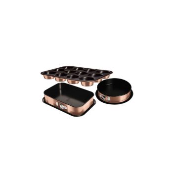   Berlinger Haus Metallic Rosegold Line 3 részes tortaforma készlet titán bevonattal, metál külső bevo