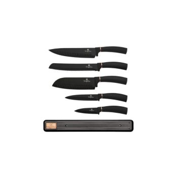   Berlinger Haus Black Rose Collection 6 részes késkészlet tapadásmentes bevonattal, mágneses fali tar