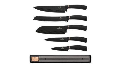 Berlinger Haus Black Rose Collection 6 részes késkészlet tapadásmentes bevonattal, mágneses fali tar