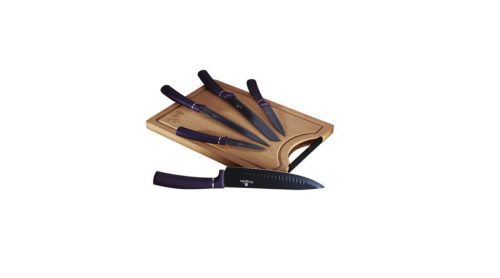 Berlinger Haus Purple Eclipse Collection 6 részes késkészlet bambusz vágódeszkával, lila