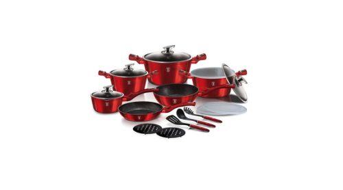 Berlinger Haus Metallic Burgundy Line 15+3 részes edénykészlet márvány bevonattal, metál külső bevon