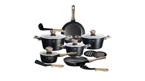 Berlinger Haus Ebony Maple Line15 részes edénykészlet gránit-márvány bevonattal