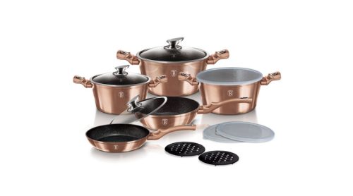 Berlinger Haus Metallic Rosegold Line 10+3 részes edénykészlet márvány bevonattal