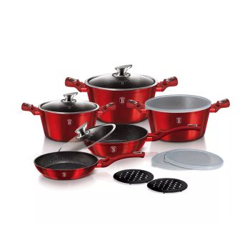   Berlinger Haus Metallic Burgundy Line 10+3 részes edénykészlet márvány bevonattal