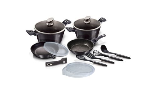 Berlinger Haus Carbon Pro Collection 10+3 részes edénykészlet márvány bevonattal sötétszürke színben