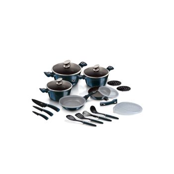   Berlinger Haus Metallic Aquamarine Line 22 részes edénykészlet márvány bevonattal, metál külső bevon