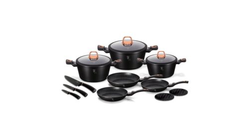 Berlinger Haus Black Rose Collection 14 részes edénykészlet márvány bevonattal