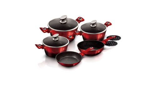 Berlinger Haus Metallic Line Black/Burgundy 10 részes edénykészlet márvány bevonattal