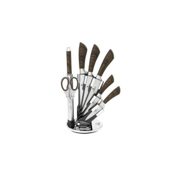   8 részes rozsdamentes acél késkészlet állvánnyal,fa mintázatú nyéllel