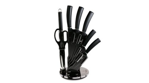 Berlinger Haus Carbon Pro Collection 8 részes rozsdamentes késkészlet tapadásmentes bevonattal, állv