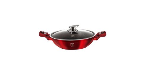 Berlinger Haus Metallic Burgundy Line wok fedővel, márvány bevonattal, metál külső bevonattal, 30 cm