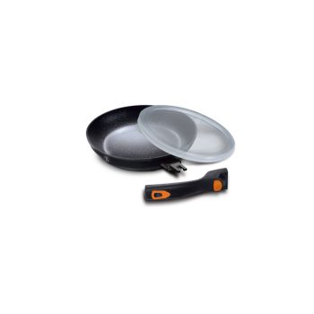   Berlinger Haus Granit Diamond Line serpenyő márvány bevonattal, levehető nyéllel, 24 cm, fekete nara