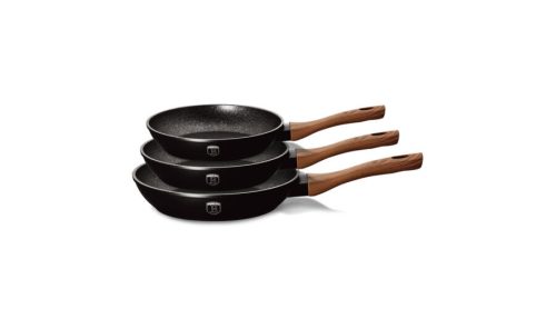 Berlinger Haus Ebony Rosewood Line 3 részes serpenyőkészlet gránit-márvány bevonattal