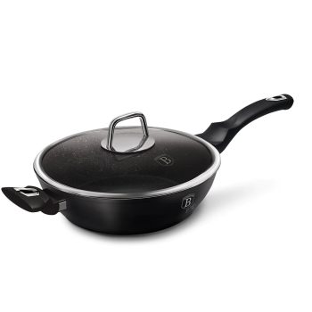   Berlinger Haus Black Silver Collection mély serpenyő márvány bevonattal, fedővel, 28 cm