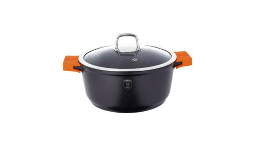 Berlinger Haus Granit Diamond Line magas lábas márvány bevonattal, szilikon fogókkal, fedővel, 24 cm