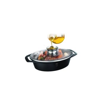   Berlinger Haus Granit Diamond Line ovális sütőedény márvány bevonattal, fedővel, aromanyílással