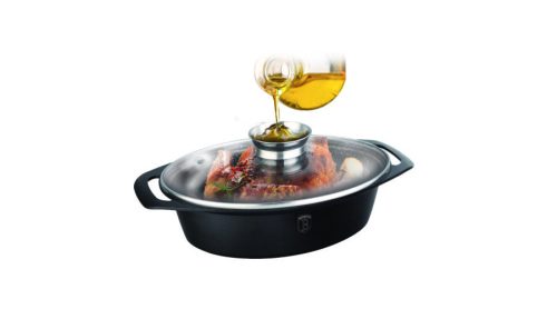 Berlinger Haus Granit Diamond Line ovális sütőedény márvány bevonattal, fedővel, aromanyílással