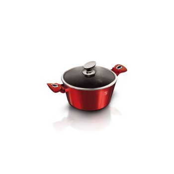   Berlinger Haus Metallic Burgundy Line magas lábas márvány bevonattal, fedővel, 20 cm