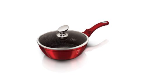 Berlinger Haus Metallic Burgundy Line mély serpenyő márvány bevonattal, fedővel, 24 cm