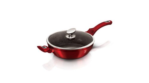 Berlinger Haus Metallic Burgundy mély serpenyő márvány bevonattal, fedővel, 32 cm