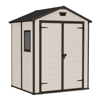 Manor 6x5 DD műanyag kerti tároló ház beige-barna