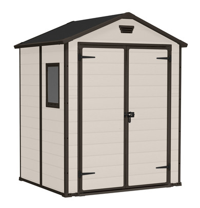 Manor 6x5 DD műanyag kerti tároló ház beige-barna