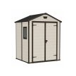 Manor 6x5 DD műanyag kerti tároló ház beige-barna