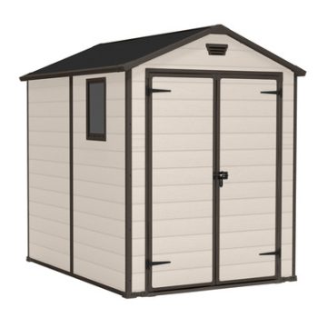 Manor 6x8 DD műanyag kerti tároló ház beige-barna