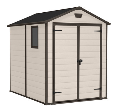Manor 6x8 DD műanyag kerti tároló ház beige-barna