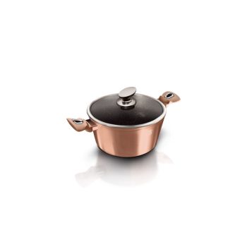   Berlinger Haus Metallic Rosegold Line magas lábas márvány bevonattal, fedővel, 28 cm