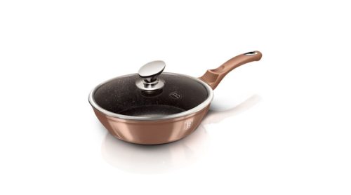 Berlinger Haus Metallic Rosegold Line mély serpenyő márvány bevonattal, fedővel, 24 cm
