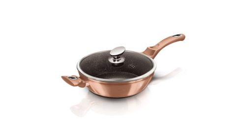Berlinger Haus Metallic Rosegold Line mély serpenyő márvány bevonattal, fedővel, 28 cm