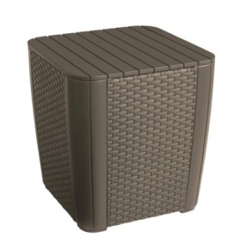 Luzon műanyag kerti asztal lapos fonású cappuccino