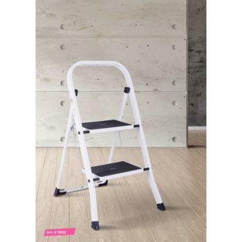   Kétszintes acél háztartási fellépő csúszásmentes fehér 3022