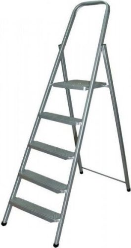 Öt lépcsős acél háztartási létra szürke 215