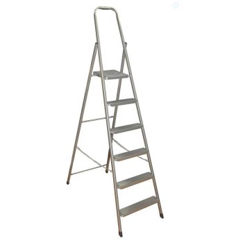 Hat lépcsős acél háztartási létra szürke 216