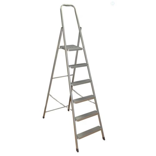 Hat lépcsős acél háztartási létra szürke 216