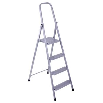 Négy lépcsős acél háztartási létra szürke 204