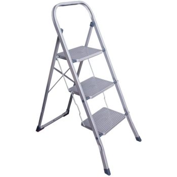   Háromszintes acél háztartási fellépő csúszásmentes szürke 2103