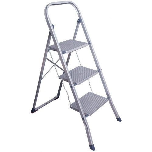 Háromszintes acél háztartási fellépő csúszásmentes szürke 2103