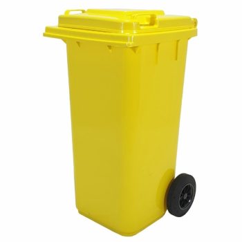 Műanyag kerti hulladékgyüjtő kerekes 120 Literes sárga
